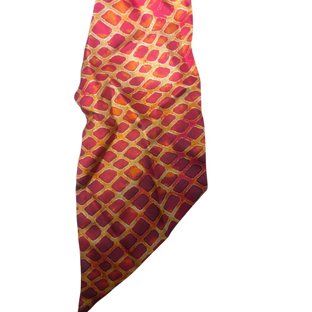 All‎ Saints Silk Long Skinny Scarf Pink and Orange - Picture 3 of 3